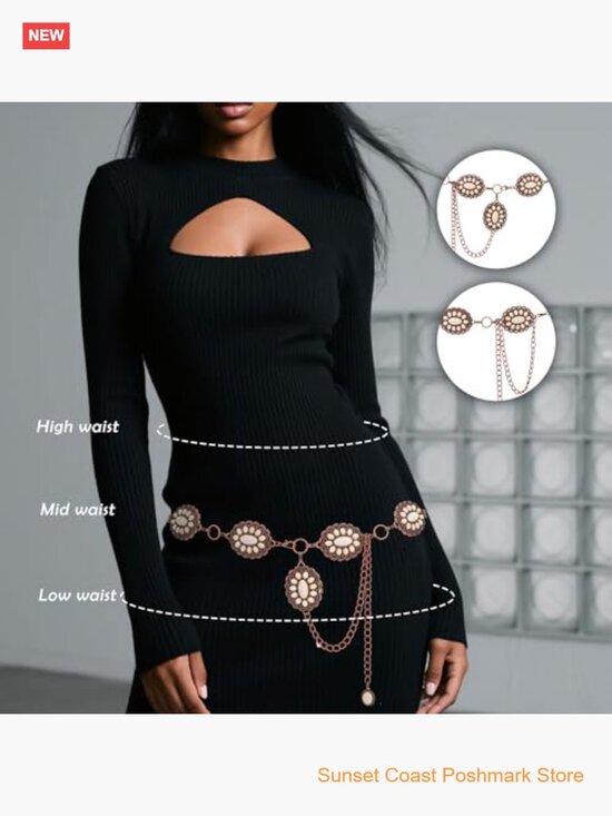 Western Turquoise Concho Belt Boho Cowgirl Metal Belt Country Concert Outfit main image 4